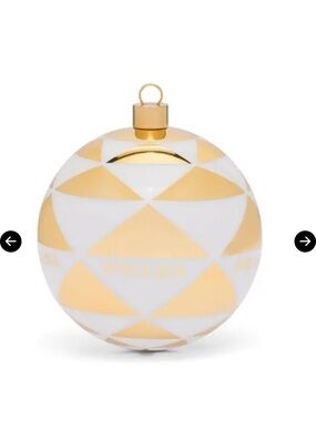 1 Prada Glass Ornament with box - White & Gold Geometric